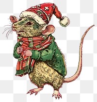 PNG Rat character christmas animal rodent.