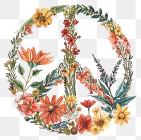 PNG Floral inside Peace Sign Shape embroidery graphics painting.