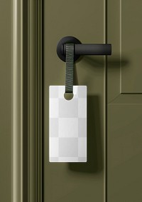 PNG elegant hotel door hanger mockup, transparent design