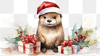 PNG Christmas otter wallpaper mammal animal bear. 