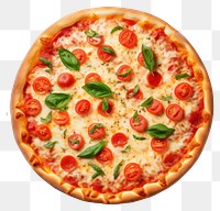 PNG Italian pizza with basil and tomato food white background mozzarella. 