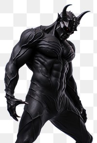 PNG Black demon devil white background representation bodybuilder. 