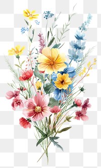 PNG Wildflower bouquet asteraceae embroidery graphics.