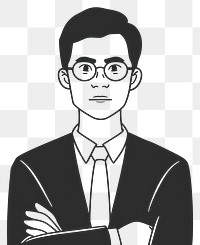 PNG Thai lawyer legal professions charater flat illustration glasses drawing sketch.