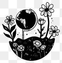 PNG Cute flower earth tattoo flat illustration illustrated ammunition graphics.