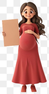 PNG Happy pregnant holding board dress figurine standing.