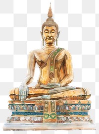 PNG Thai grand budda statue illustration buddha art.