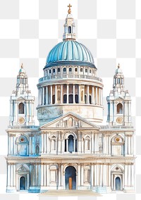 PNG Cathedral architecture illustration watercolor.