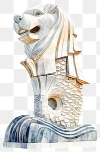 PNG Singapore statue Merlion watercolor sculpture singapore.