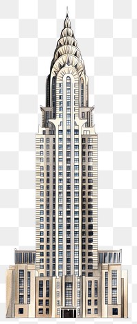 PNG New York artdeco skyscraper architecture illustration building.