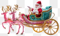 PNG Photo Santa Claus riding carriage celebration christmas reindeer.