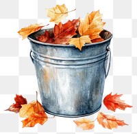 PNG Metal bucket illustration watercolor autumn.