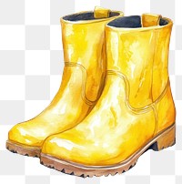 PNG Yellow garden boots illustration watercolor footwear.