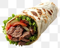 PNG Real beef kebab roll food photography vegetables.