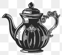 PNG Teapot drawing black white background.