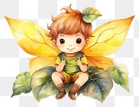 PNG Cute sunflower boy fairy plant leaf toy. 