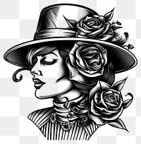 PNG Vintage lady hat drawing sketch adult.