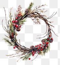 PNG Dry branchs Wreath wreath illustration christmas.