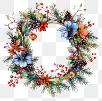 PNG Winter flower Wreath wreath illustration watercolor.