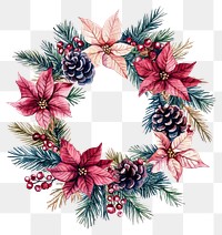 PNG Winter flower Wreath wreath illustration watercolor.