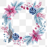 PNG Winter flower Frame illustration watercolor christmas.