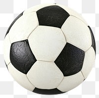 PNG A black and white leather soccer ball football sports equipment.