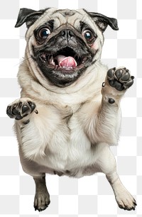 PNG A Pug dog is jumping up pug photography expression.