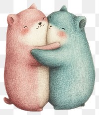 PNG Couple animal hugging animals illustration drawing.