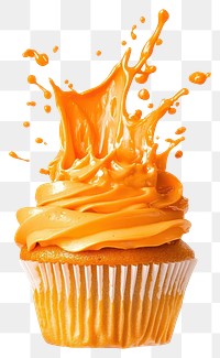 PNG Exploding orange cupcake dessert food photography.