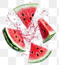 PNG Exploding pieces of watermelon fruit refreshment photography.