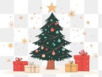 PNG Christmas tree illustration gifts decorations.