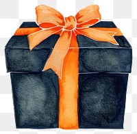 PNG A black gift box illustration watercolor orange.