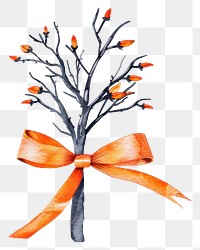 PNG A halloween tree branch art illustration hand-drawn.