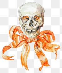 PNG A white skull art illustration watercolor.