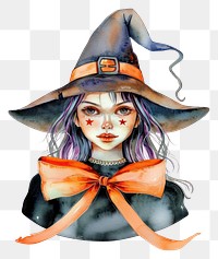 PNG A witch illustration watercolor halloween.