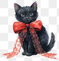 PNG Black cat illustration watercolor animal.