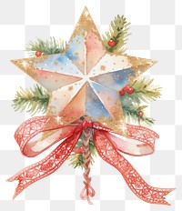 PNG Gold star christmas illustration watercolor.