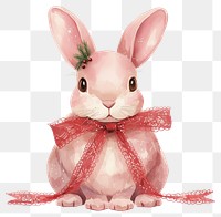 PNG Pink rabbit illustration christmas animal.