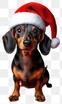 PNG Dog with santa claus hat dachshund puppy pet.