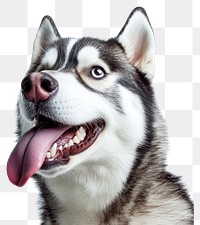 PNG Hungry sibeiran husky Tongue Out licking its nose animal dog pet.