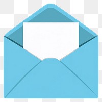 PNG Opened light blue envelope background white mail.