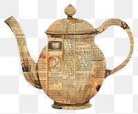 PNG Ephemera paper tea kettle teapot art refreshment.