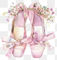 PNG Coquette ballet shoes illustration watercolor footwear.