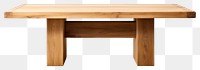 PNG A wooden table furniture bench white background. 