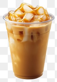 PNG An isolated plastic cup of an ice caramel coffee drink beverage refreshing.