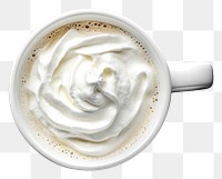 PNG An isolated white cup mug of coffee with whipping cream drink photography beverage.