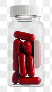 PNG An isolated transparent bottle contain red capsule vitamin medication capsules medical.