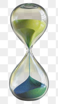 PNG An isolated transparent hourglass with green and blue sand inside object style measurement.