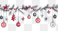 PNG Decorative christmas border ornaments garland tree.