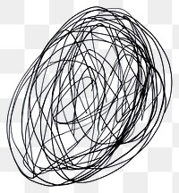 PNG Minimal oval triangle shape scribble drawing black lines.